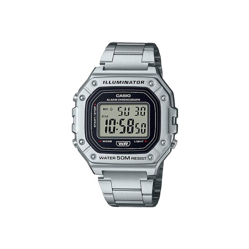 Casio Индивидуальные часы модифицированная серия ретро спортивные уличные маленькие серебряные часы Кварцевые тот же стиль для мужчин и женщин цвет W-218HD-1A