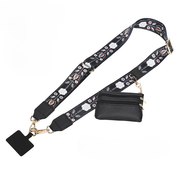 Ремешок Clip and Go для телефона, ремешок для телефона с кошельком на молнии, регулируемый шнурок для защиты от кражи мобильного телефона для женщин