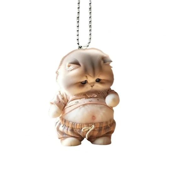 Kitten Pattern 2D Acrylic Ornament Christmas Car Mirror Hanging Decoration Backpack Auto Accessory Car Decoration