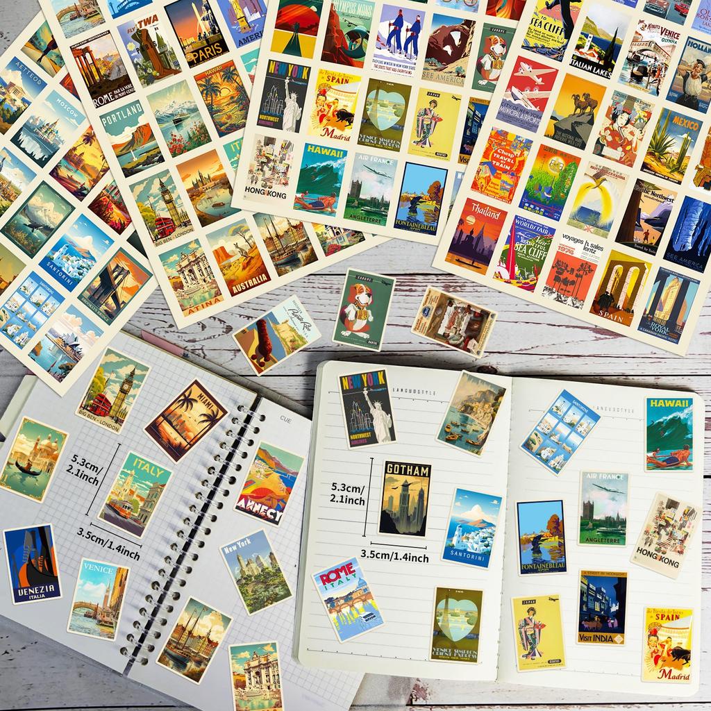 100 Stickers Landscape Poster Style Theme Stickers Shein World Landscape Poster Stickers