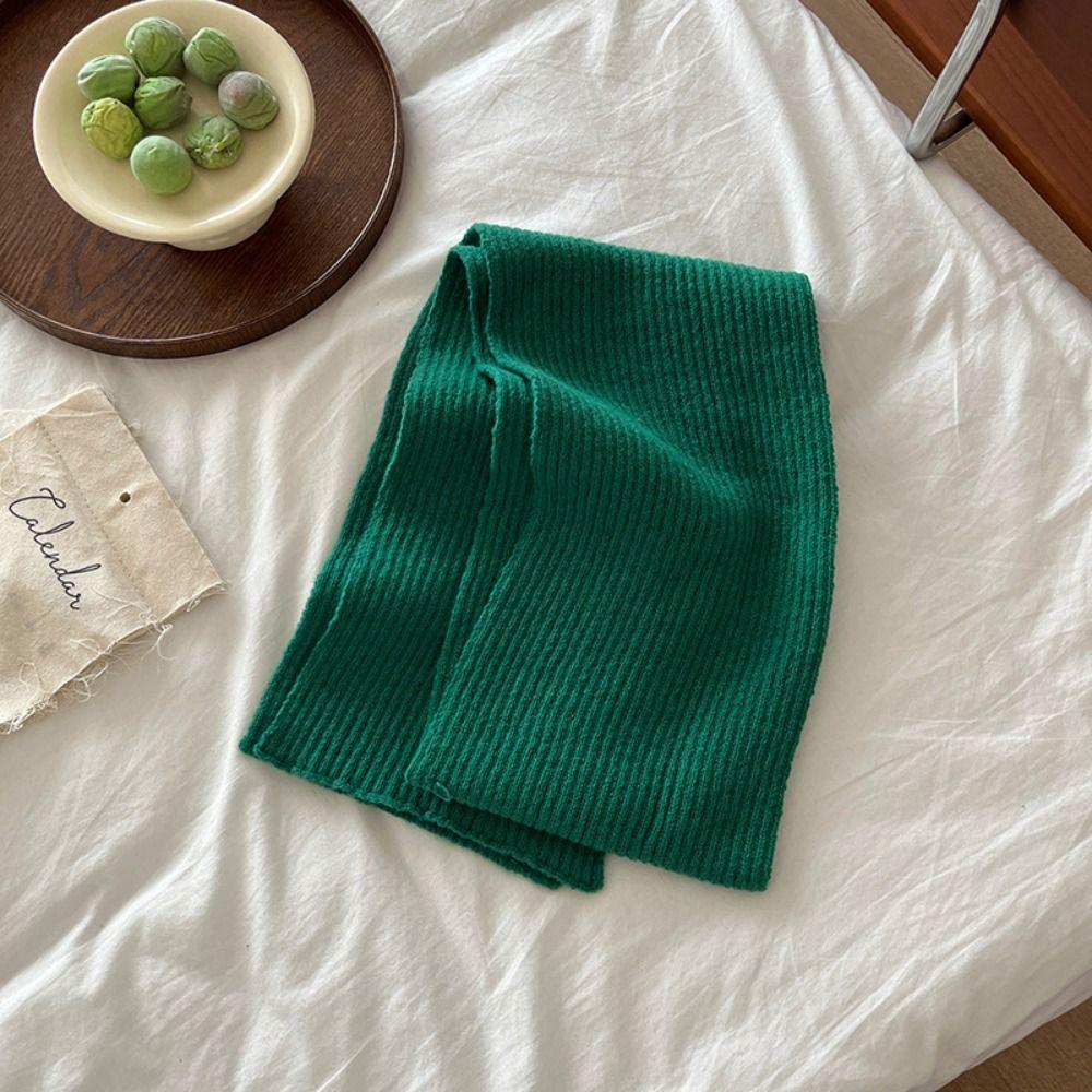 Keep Warm Knitted Scarves Long Wool Shawl Elegant Solid Color Scarf  Clothing Accessories