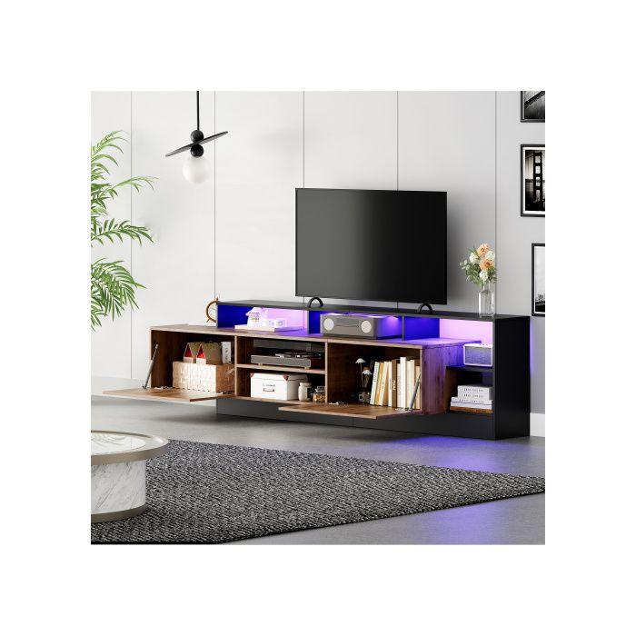 Meuble TV contemporain pour téléviseurs jusqu'à 70 pouces avec rangement ouvert Cadre noir