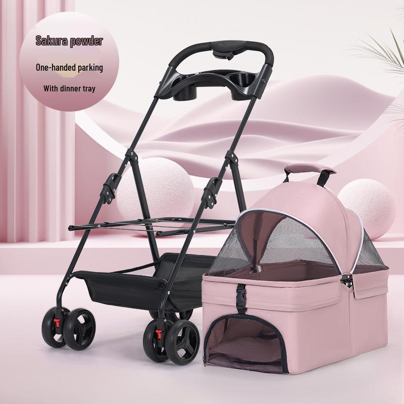 Lightweight Foldable Pet Stroller for Small & Medium Dogs and Cats - Detachable for Outdoor Walks