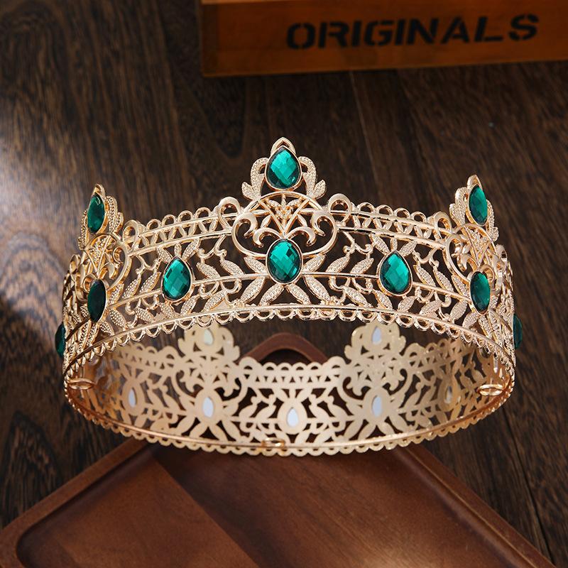 Men's Golden King Crown Tiara Adult Birthday Crown Halloween Stage Opera Performance Unisex