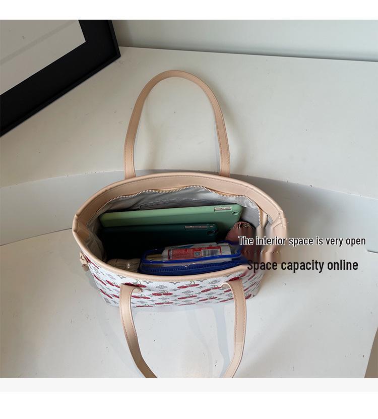 Джинсовая сумка с принтом вишни - Высококачественная, большой вместимости, сумка-тоут для поездок на работу, сумка через плечо, мода 2025.