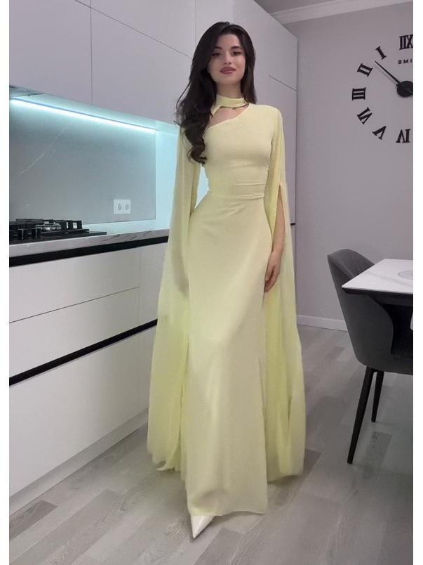 Женское однотонное платье с рукавами-колпачками для работы, 2025