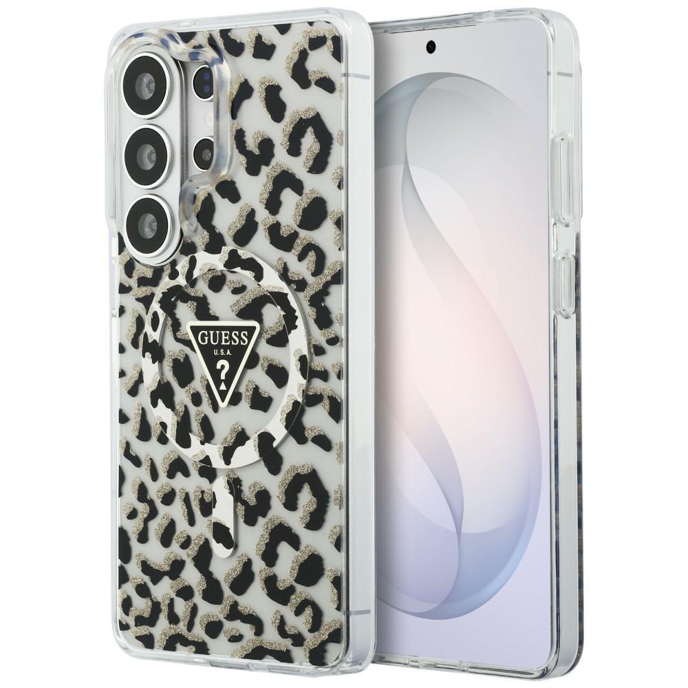 Guess IML Leopard Print Triangle MagSafe case for Samsung Galaxy S26 Ultra black