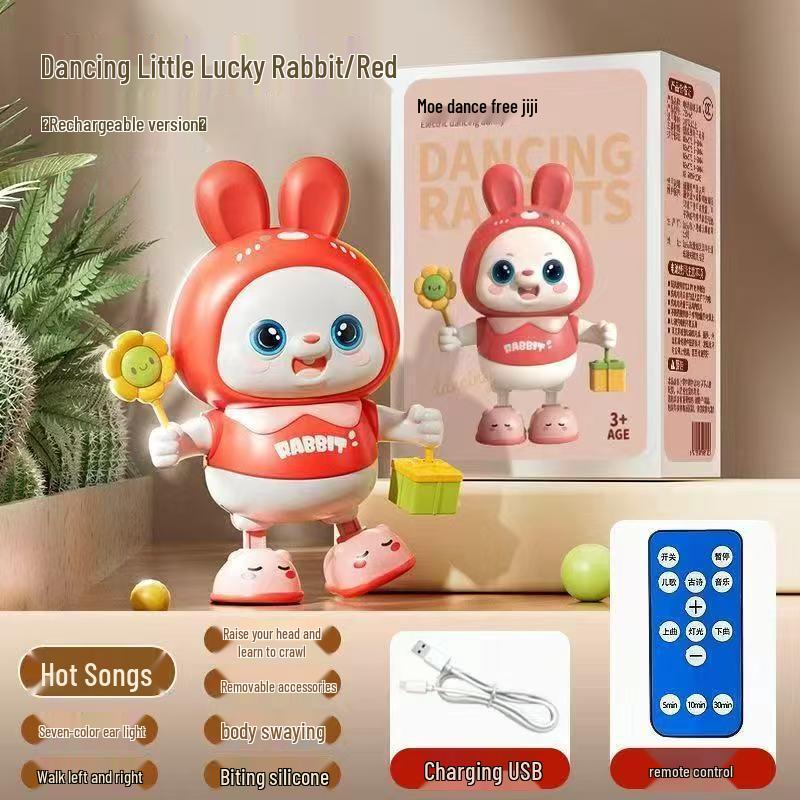 Электрическая танцующая игрушка-кролик для малышей: Побуждает к подъему, перекатыванию, ползанию со звуком и движением
