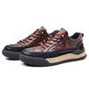 Men's Shoes Trendy Brand High-end Autumn New Hand-scratched Sports Board Shoes Men's Thick-soled Leather Color Matching Casual Shoes Versatile