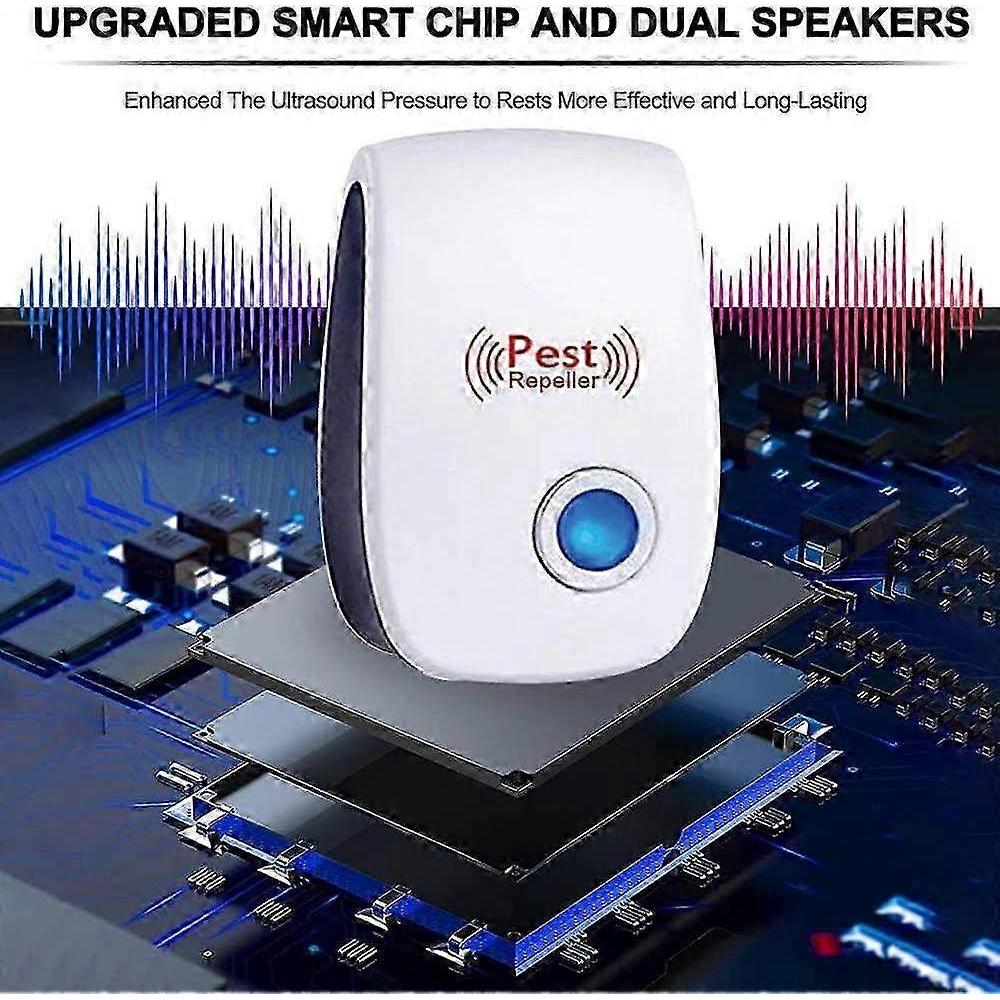 Ultrasonic Pest Repellent for Mice, Rats, Flies, Mosquitoes, Spiders & Cockroaches - Pack of 6 Electronic Rodent Repellers