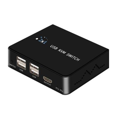 HDTV KVM Переключатель 2 входа 1 выход 4K 60 Гц Общий доступ к USB-клавиатуре и мыши Селектор-переключатель 4K 60 Гц Для ПК Ноутбука Офиса