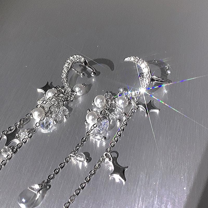 Moon Star Water Drop Fringe Ear Bone Clip Super Immortal Temperament Advanced Ear Clip Fashion Light Luxury Earrings