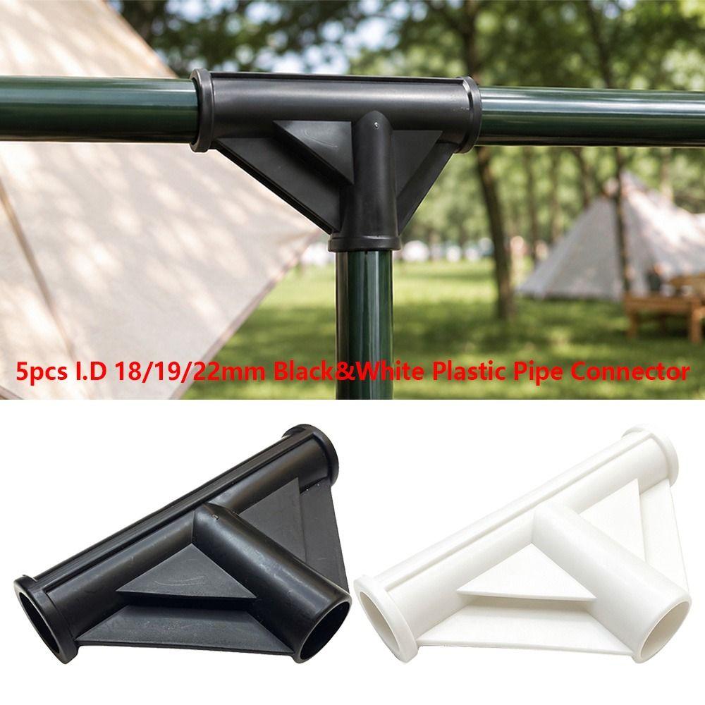 5pcs Elbow Straight Joint DIY Shelf Water Tube Joint Black&White Four Way Connector