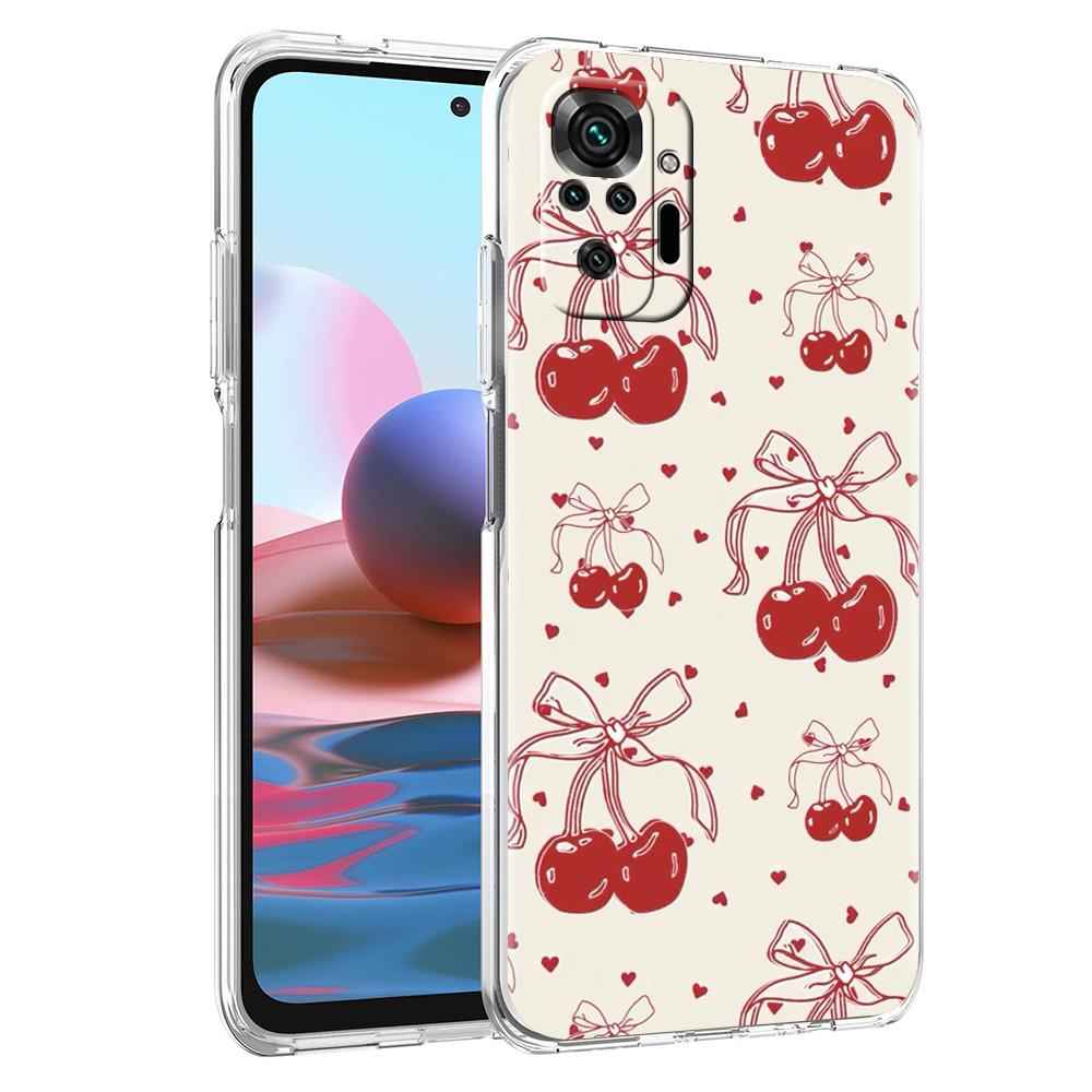 Милый чехол для телефона с вишневым бантом для Xiaomi Redmi Note 14 13 12 5G 9S 9 10 11 Pro Plus 4G 9T 14C 13C 12C 10C 9C 9A Прозрачный чехол
