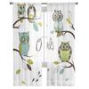 Five Different Owls Sitting On The Tree Brunches Tulle Sheer Curtains for Living Room Kitchen Decoration Voile Organza Curtains