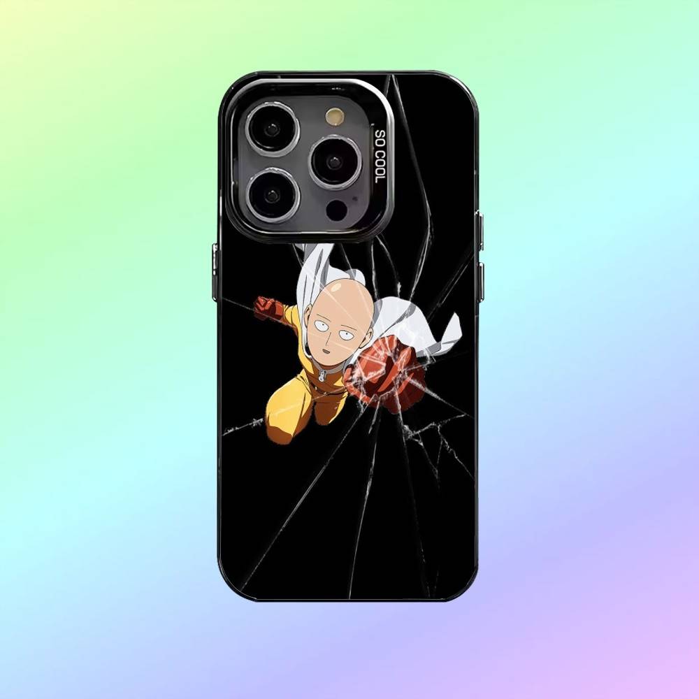One P-Punch Man S-Saitama Phone Case For iPhone17,16,15,14,13,12,11 Plus,Pro Max Colored silver phone case