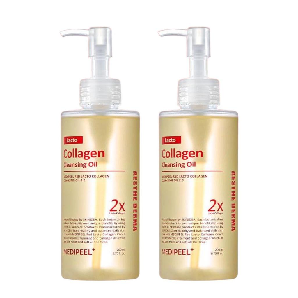 MEDIPEEL Red Lacto Collagen Очищающее масло 2.0 200 мл Двойная упаковка Сужающее поры Средство для снятия макияжа