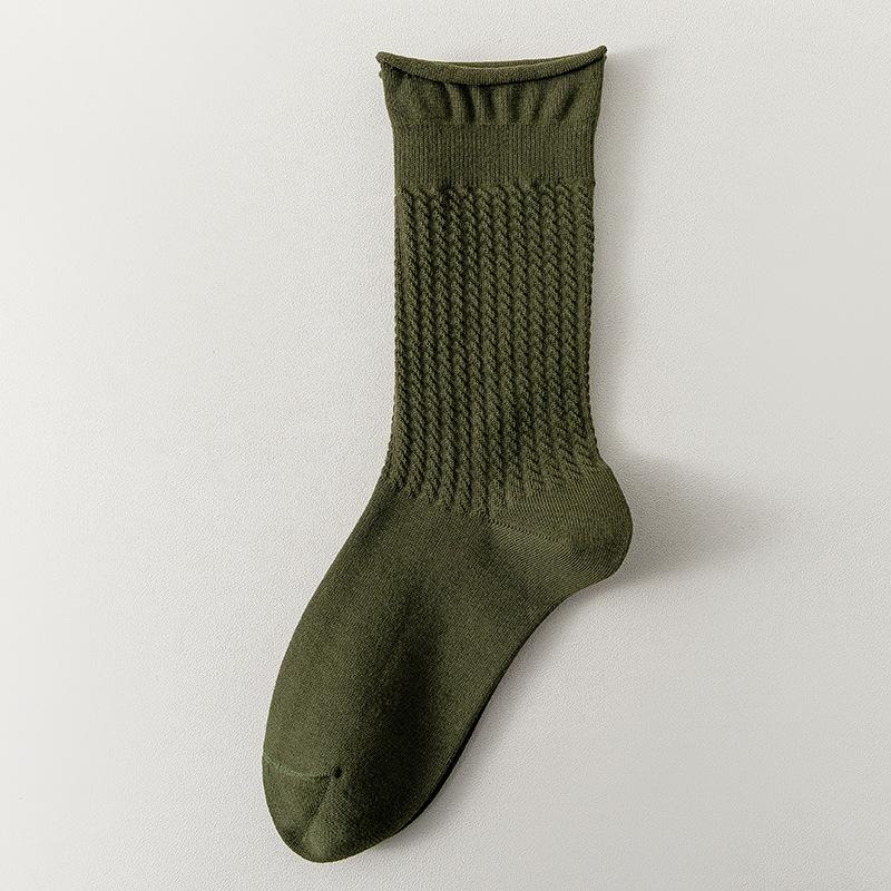 Женские весенне-осенние носки-гольфы из чистого хлопка, цветные, с подвернутым краем, свободные, дышащие, тонкие, бесшовные.