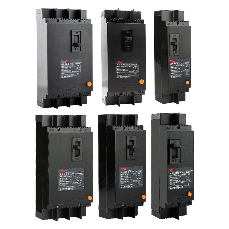 Delixi DZ15LE Air Switch with Leakage Protection - Three-Phase, Four-Wire, 2P/3P/4P Circuit Breaker