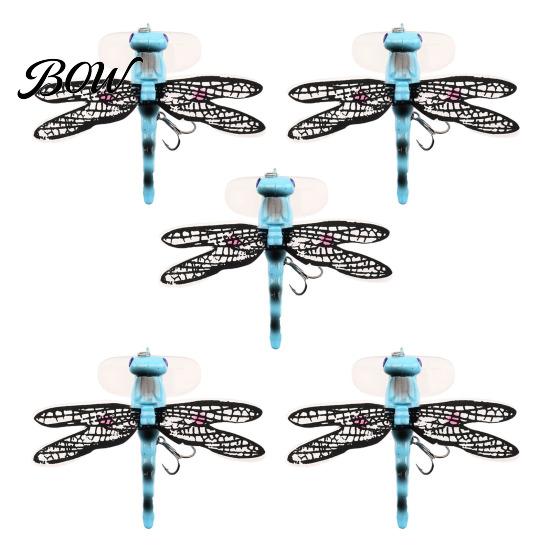 Artificial Dragonfly Lure 5Pcs 7.5cm/6.2g Bionic Fishing with Hooks, Topwater Floating Lures Bait, Realistic Insect for Bass Trout Lifelike