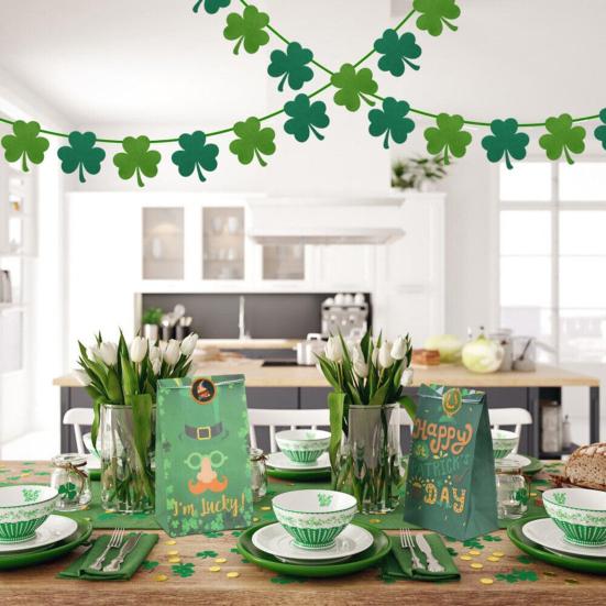 6 шт. Праздничные баннеры из фетра с сердечками ко Дню святого Валентина, баннеры с пасхальным кроликом. Баннеры с клевером ко Дню Святого Патрика, весенние декоративные баннеры для камина на стене дома