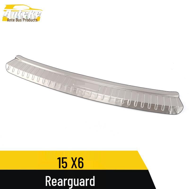 15 X6 Rear Guard Plate Sequin: Stainless Steel Tailgate Trunk Protection Pedal Modification Accessories.