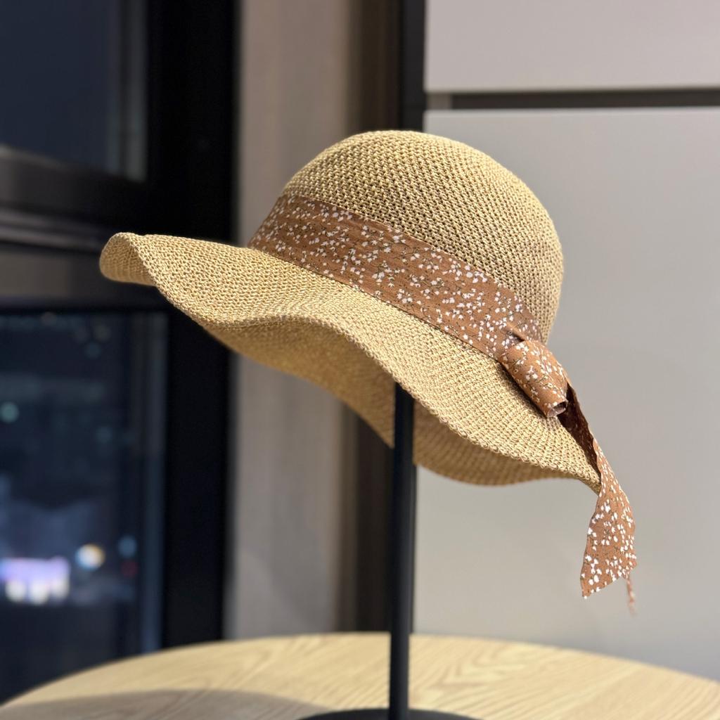 New women's fisherman hat with bow, straw bucket hat, spring and summer sun protection hat, beach sun hat, Korean style cool hat