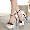 Fashion Women High Heels Large Size 34-46 Summer Fashion Color Block 17.5cm Ultra High Heel Sandals Women's Shoes Sexy Open Toe Sandales