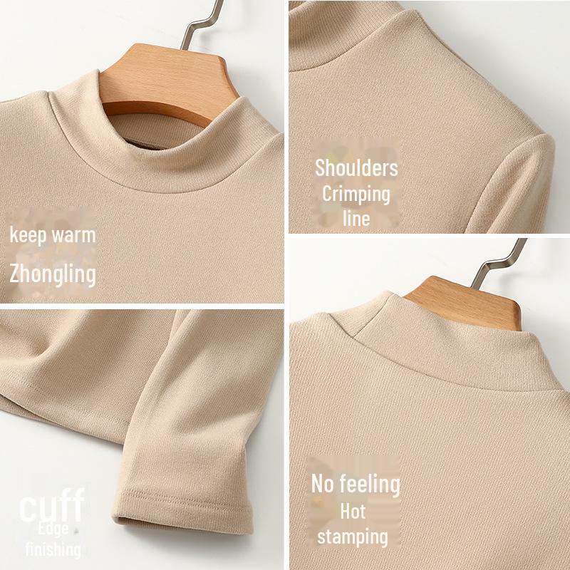 Женская терморубашка из утолщенного бархата с полувысоким воротником на осень