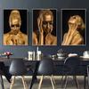 Golden Black Girls Picture Nude Woman Canavs Painting Figure Posters and Prints Cuadros for Living Room Home Decorative Wall Art