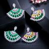 WWJ Fan Shape Fashion Brand Zircon Wedding Earrings For Women
