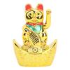 4 In Waving Lucky Fortune Cat with Waving Arm Vivid Expression Plastic Gold Lucky Fortune Cat for