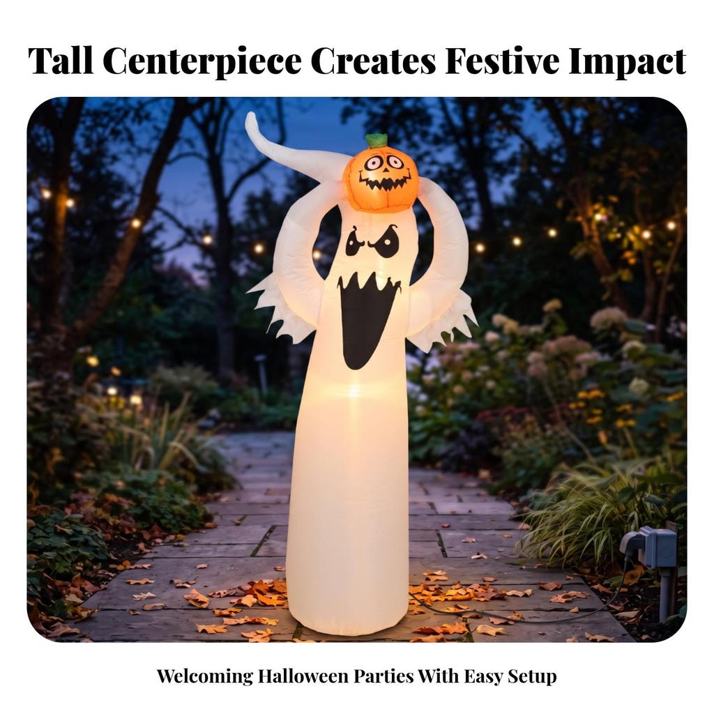 Inflatable with Pumpkin Head | internally illuminated, Tall Cylindrical Body, Inflatable,