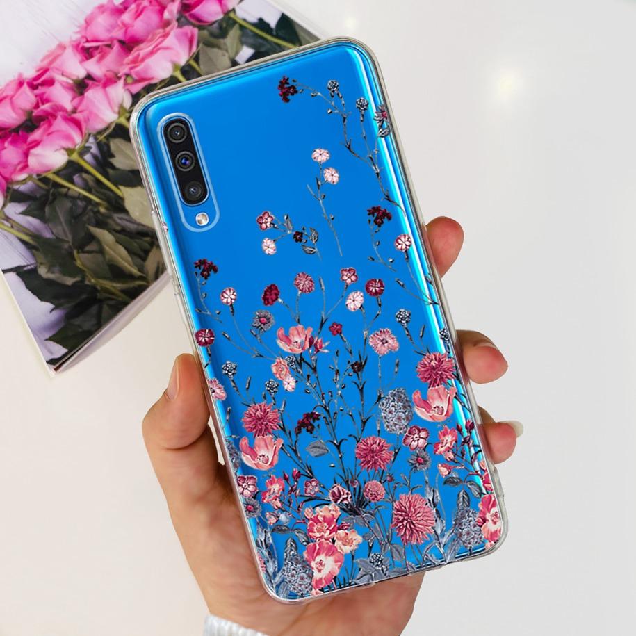 For Cover Samsung Galaxy A50 Phone Case Luxury Marble Flower Transparent Soft Bumper For Samsung A50S A30S A307F A507F A 50 Capa