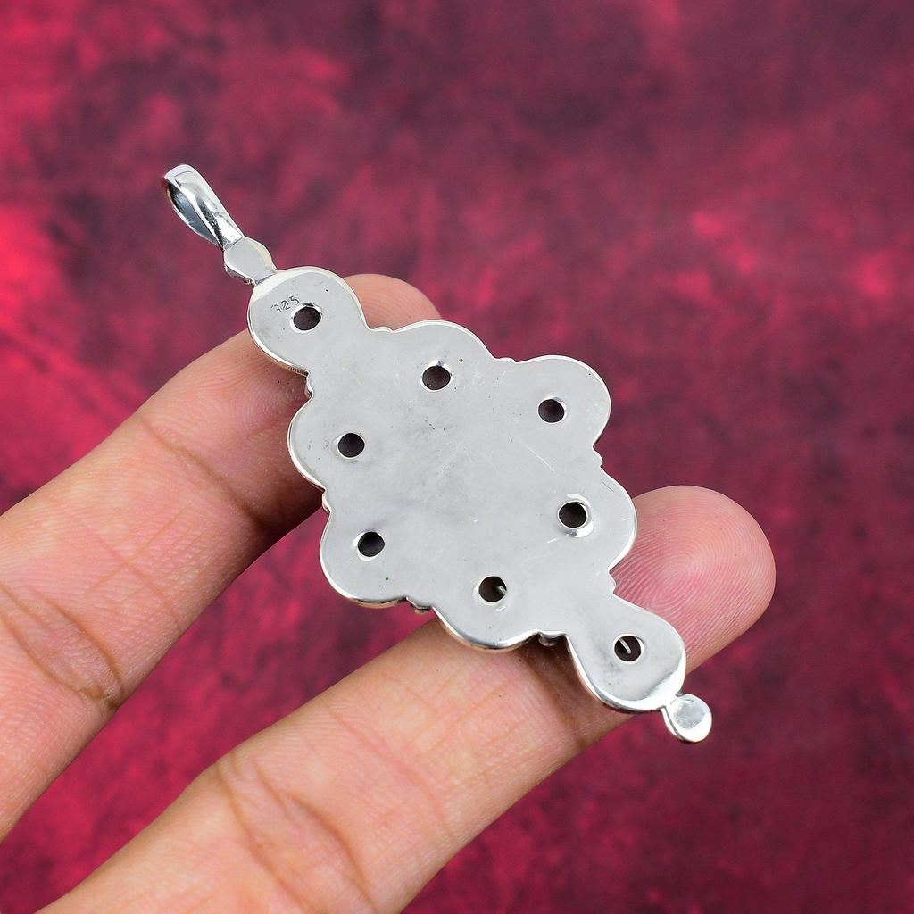 Подвеска из голубого кружевного агата, драгоценный камень ручной работы, 925 пробы, серебряный кулон, антикварная бижутерия, кулон для подарка на помолвку