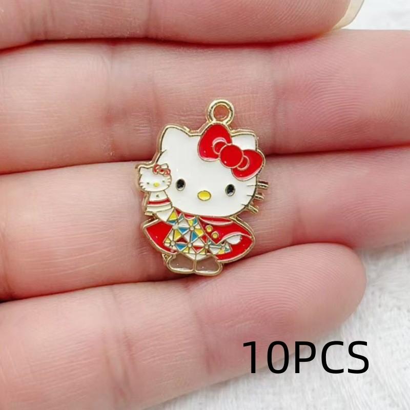 8/9/10PCS Cute cartoon cat DIY alloy accessories earrings necklace bracelet key chain bag accessories pendants