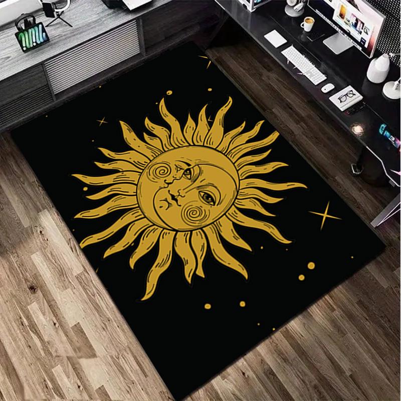 1Pc Sun and Moon Print Rug - home decoration Carpet For Living Room Bedroom Flooring Computer Chair Area Rug
