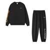 Loose Logo Print Warm Fleece Thick Versatile Hoodie And Pants Casual Sports Set Unisex Sweatshirt and Pants Black AWDRF44-1+AYKS589-1