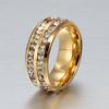 Luxury Womens Mens Fashion Double Rows Rhinestones Titanium Steel Wedding Jewelry Ring