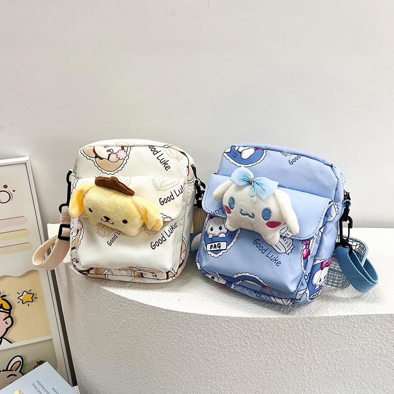 Cinnamoroll Hello Kitty Kuromi Canvas Single Shoulder Bag With Stitching Details For Daily Use