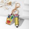 English Letter Pencil Rainbow Keychain Geometric Shape Teacher Education Pendant  Thanksgiving Gift