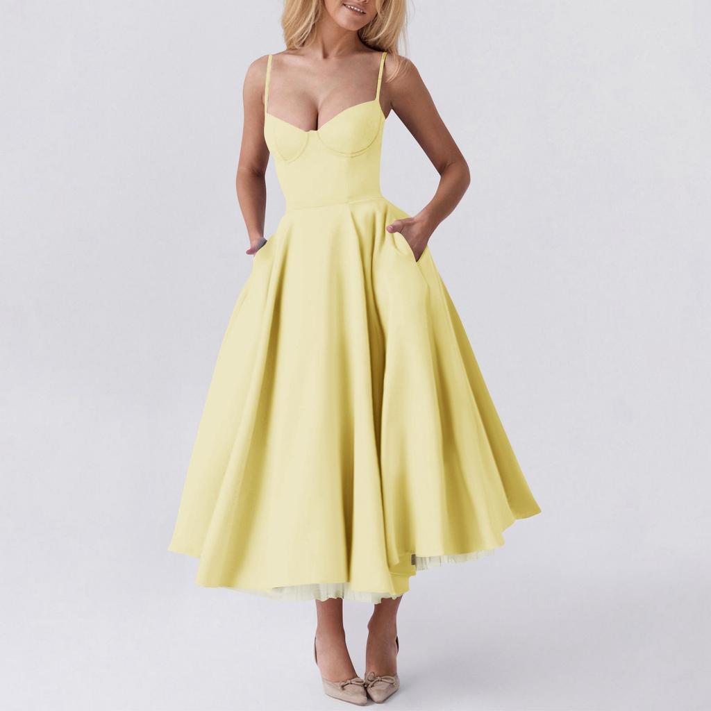 Женское модное однотонное платье принцессы с сеткой и двухслойным платьем на подтяжках