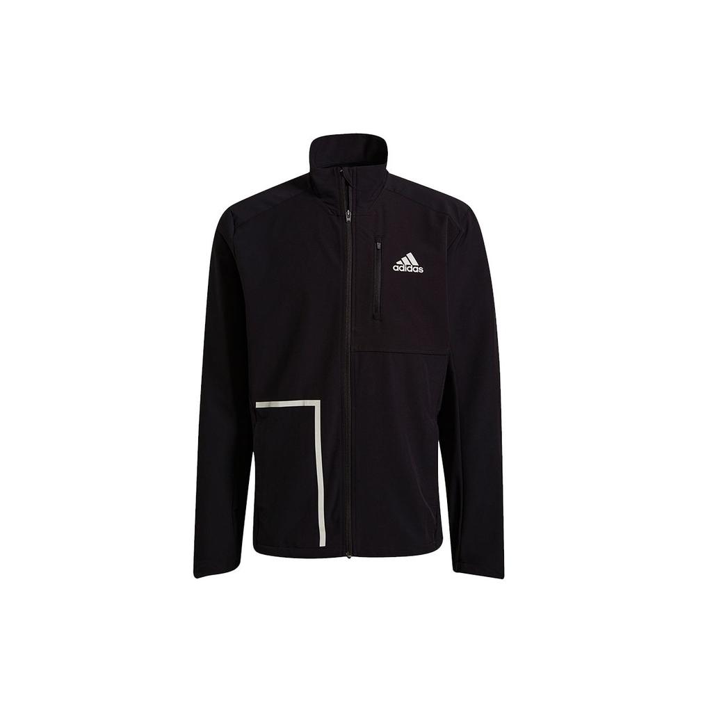 adidas Мужская куртка Own The Run с воротником-стойкой и логотипом, черная GT8926