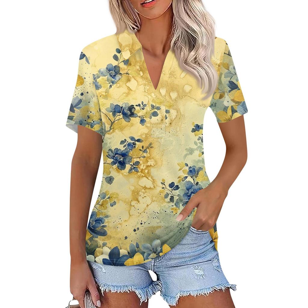 Женская мода повседневная рубашка с коротким рукавом и лацканами, женские топы с V-образным вырезом