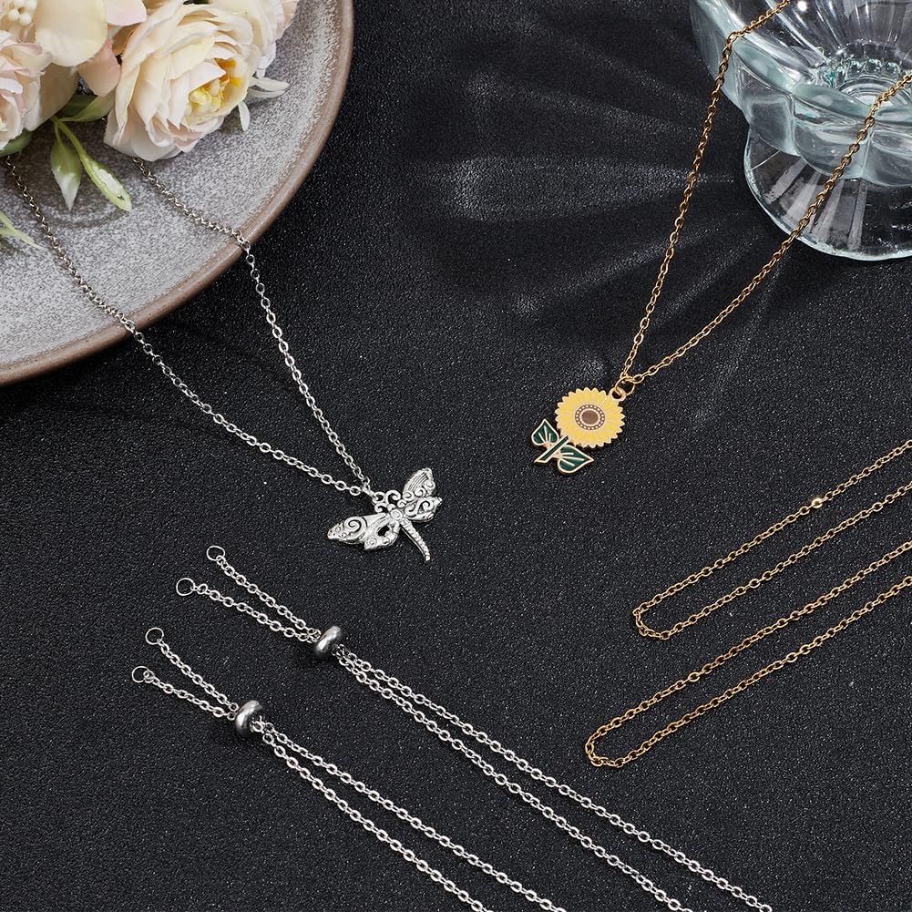 SUNNYCLUE 1 Коробка 10 Штук 24 Дюйма/0.6м 2мм Цепочки-Слайдеры для Ожерелья Регулируемая Цепочка для Ожерелья Оптом Нержавеющая Сталь Слайдер Регулируемые Бусины-Шарики Фурнитура