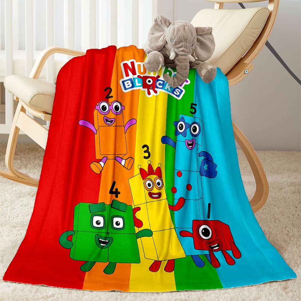 Number Blocks Adventure Flannel Blanket-Soft and Suitable for Sofas,Beds,Offices,Travel,All Seasons,Great Gift for Holidays and Birthdays.