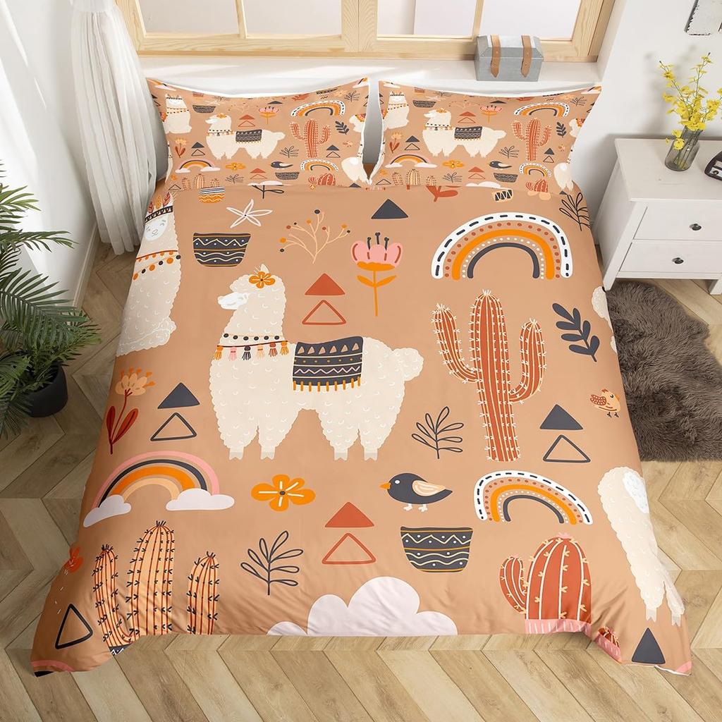 Пододеяльник Альпака Кинг-сайз, Милый комплект постельного белья Лама для девочек-подростков, женщин, пар, Декор для спальни, Чехол для одеяла с 2 наволочками