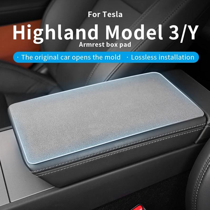 armrest box pad, protective cover, central anti slip cover, suede Suitable for Tesla's updated Model 3/Y