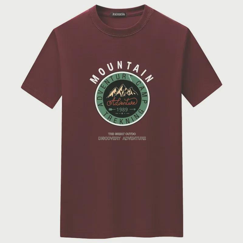 Мужская модная летняя футболка свободного кроя с принтом «Горы»