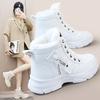 W2577 Winter Women's Color Matching and Velvet Medium-top Cotton Shoes Increase the Height, Casual and Warm Snow Boots Keep Warm Inside